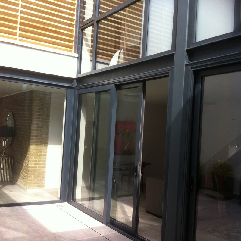 Anthracite aluminium sliding patio doors fitted in Clapham